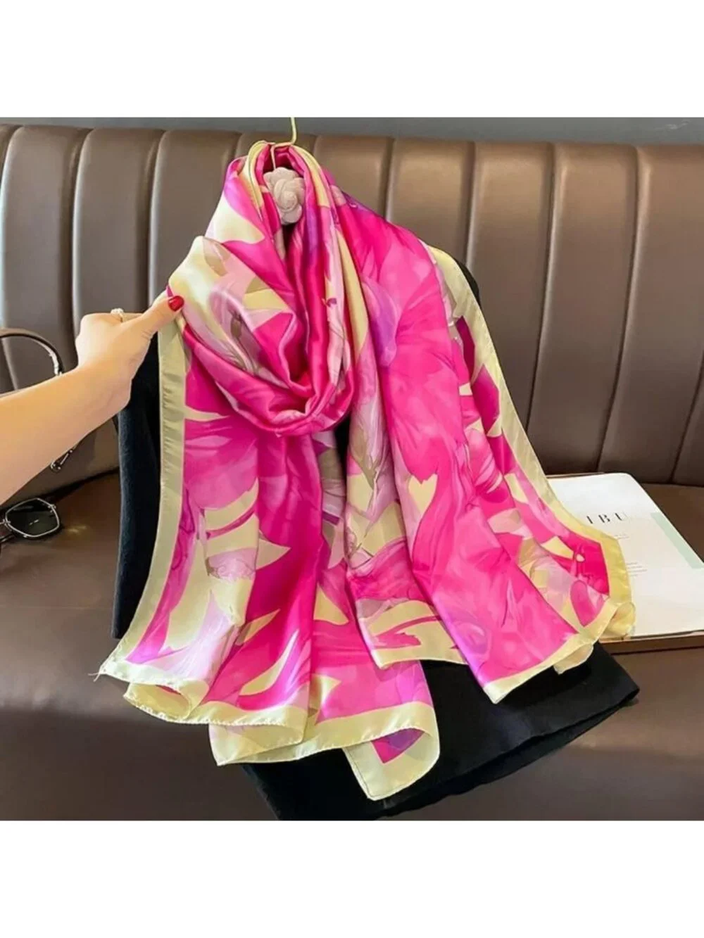 Luxury Oversized Silk Scarf - Lightweight Satin Shawl Wrap for Fashionable Style